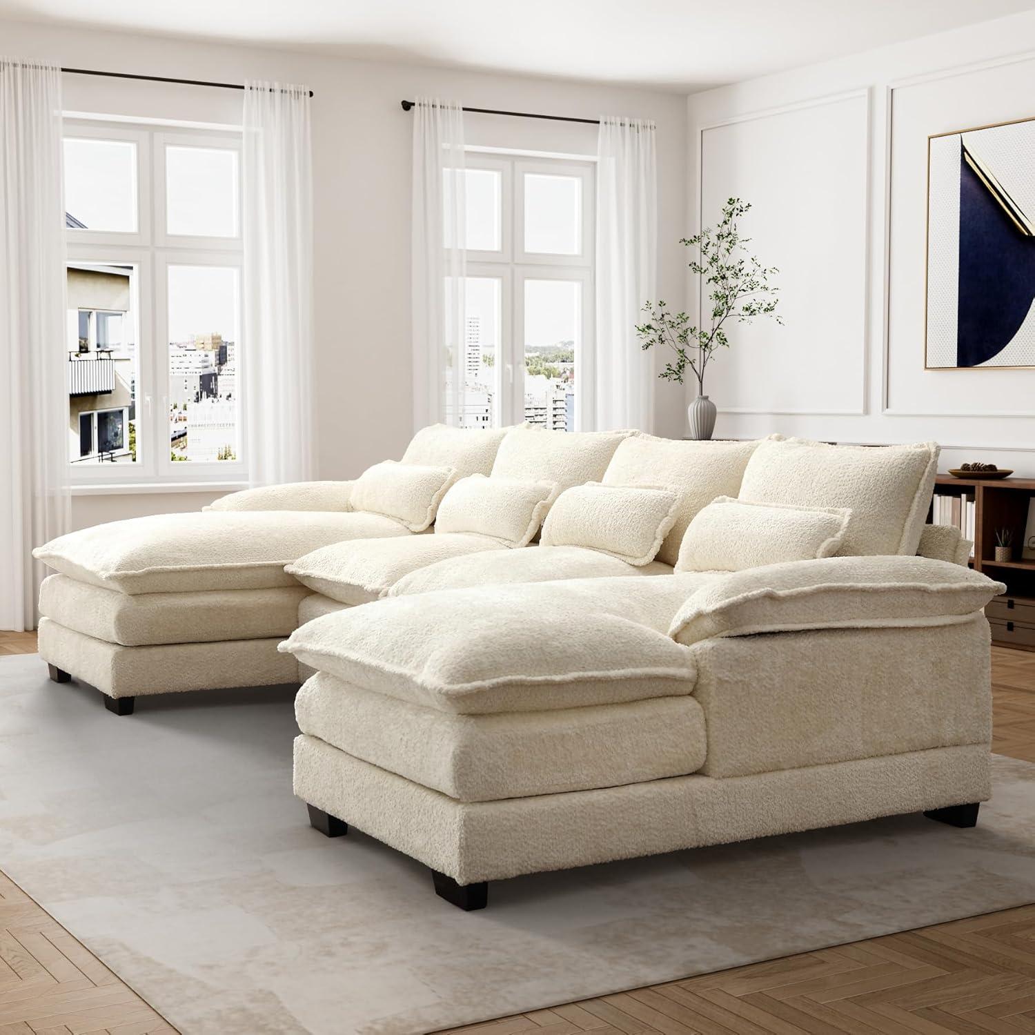 Latitude Run® Millan U Shape Sectional Sofa Cloud Couch, 110" Modern Chenille Comfy Modular Sofa