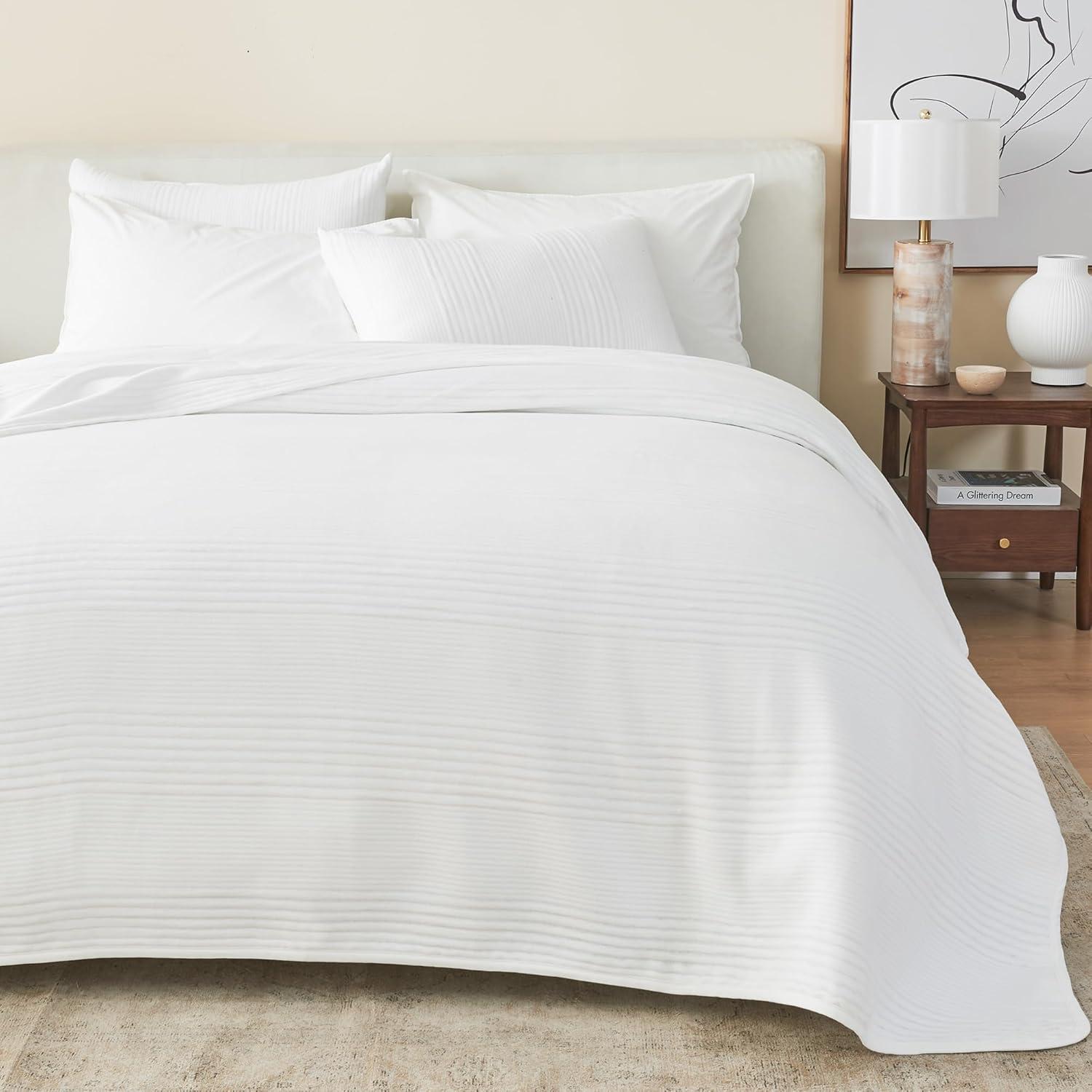 FreshFolds Jersey Cotton Blend Stitched Quilt Set with Shams