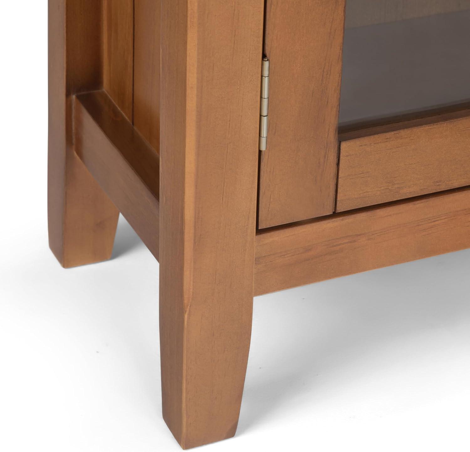 Simpli Home Acadian 36"W Solid Wood 2-Shelf Entryway Storage Cabinet with Glass Doors and 2 Drawers