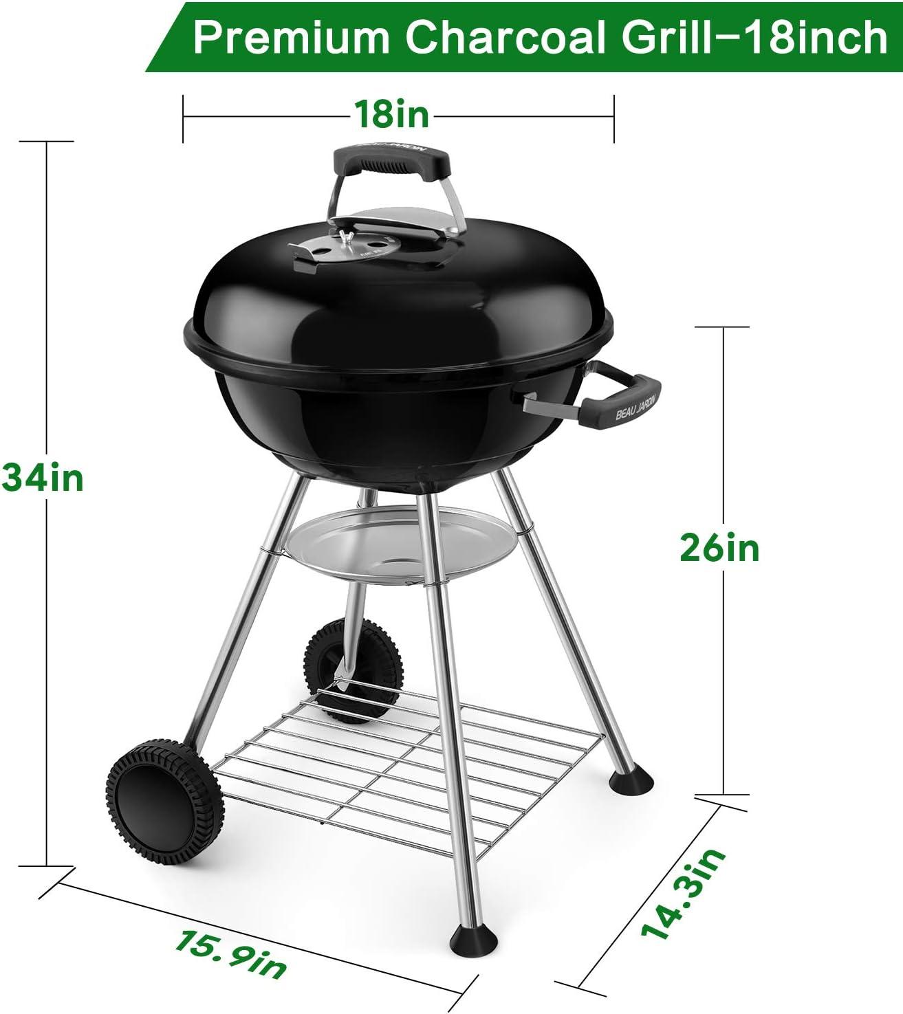 18-Inch Black Stainless Steel Kettle Charcoal Grill