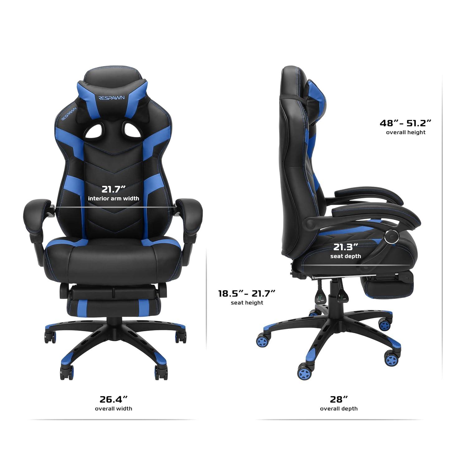 Respawn RESPAWN 110 Pro Gaming Chair - Gaming Chair with Footrest, Reclining Gaming Chair, Video Gaming Computer Desk Chair, Adjustable Desk Chair, Gaming Chairs For Adults With Headrest Pillow