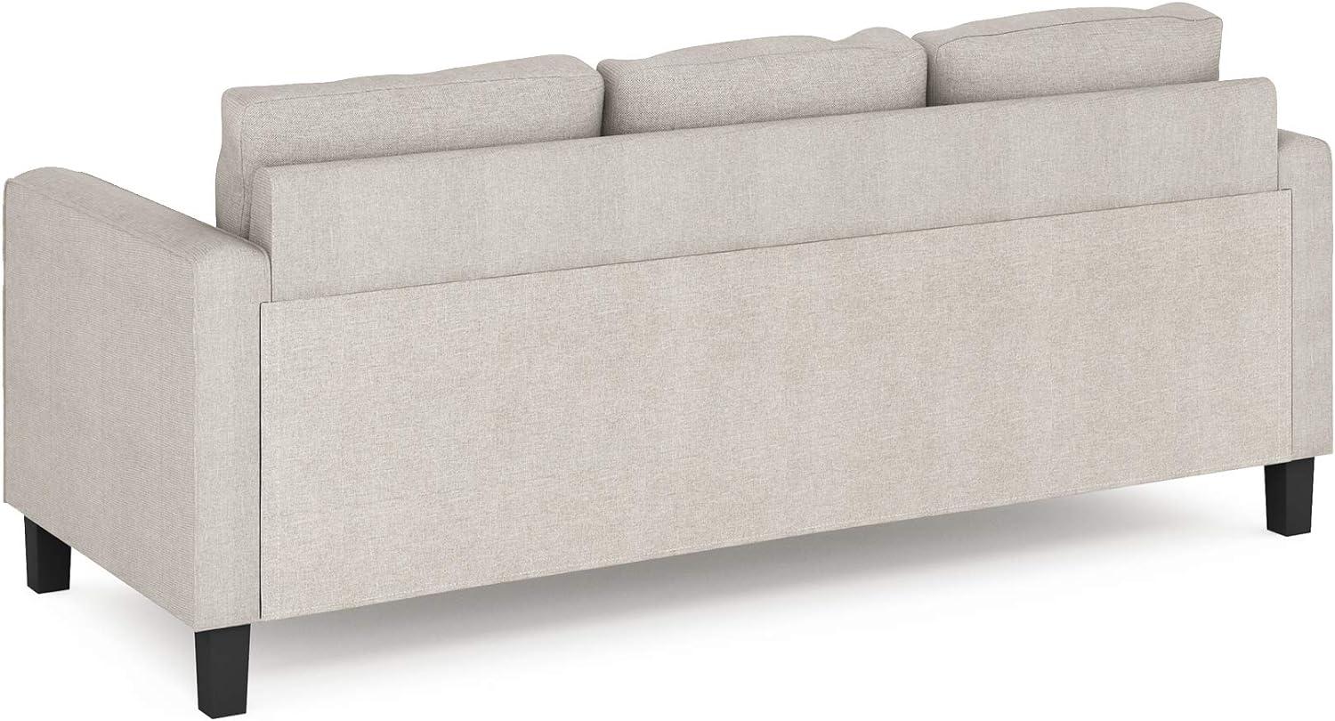 Bayonne Fog Polyester Upholstered 3-Seater Lawson Sofa with Wooden Legs