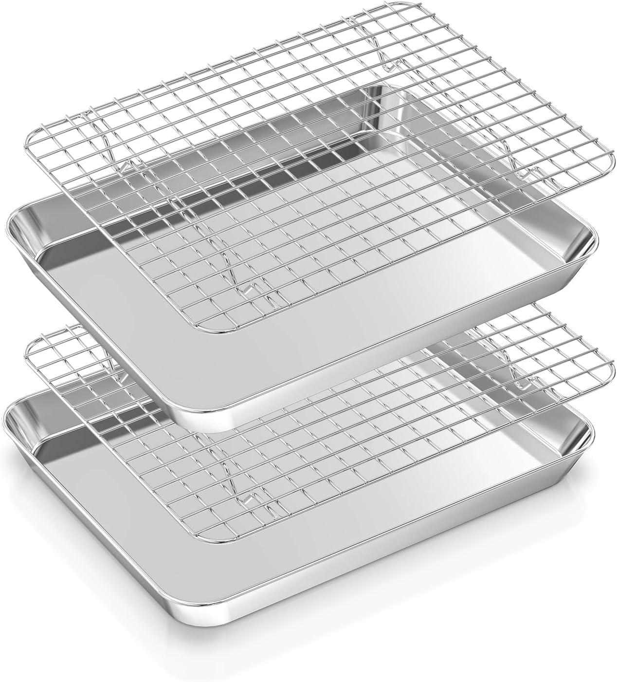 16x12 Stainless Steel Baking Sheet Pan with Rack Set