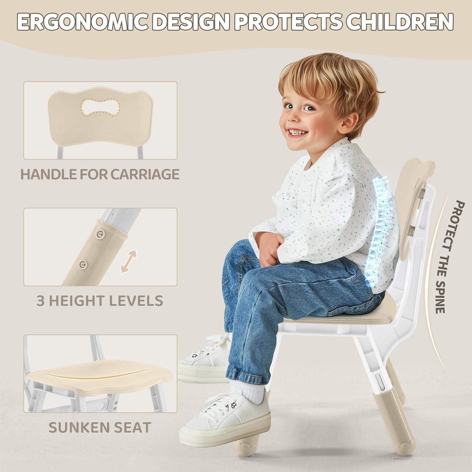 Adjustable Kids Table & Chairs Set for Ages 3-8 | 31.5"x23.6" Easy-Clean Activity Table | Meets ASTM/CPSC Standards for Daycare, Homeschool & Playroom (Natural, 2 Chairs)