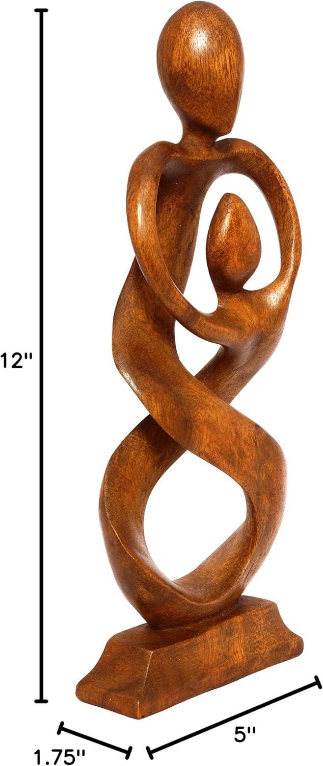 12" Handcrafted Wooden Abstract Entwined Spirits Sculpture