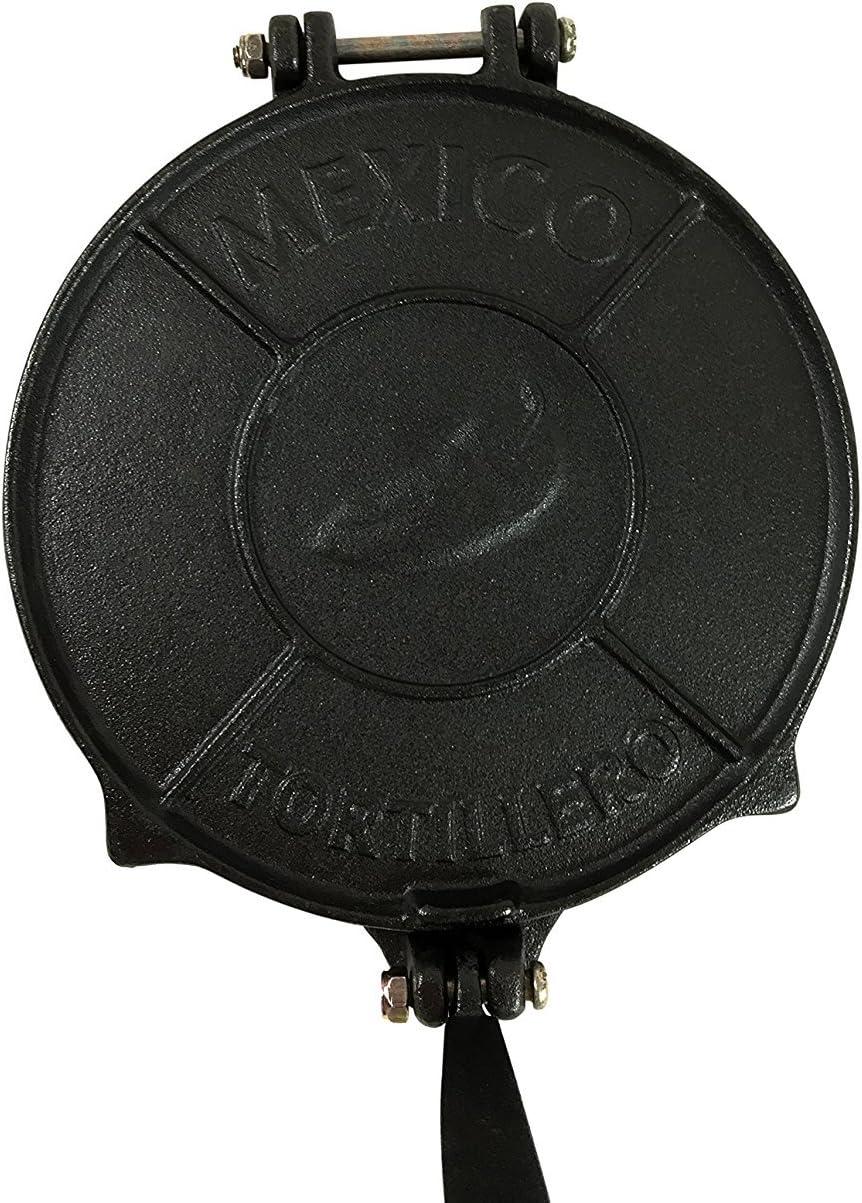 Heavy-Duty Black Cast Iron Tortilla Press with Non-Stick Surface