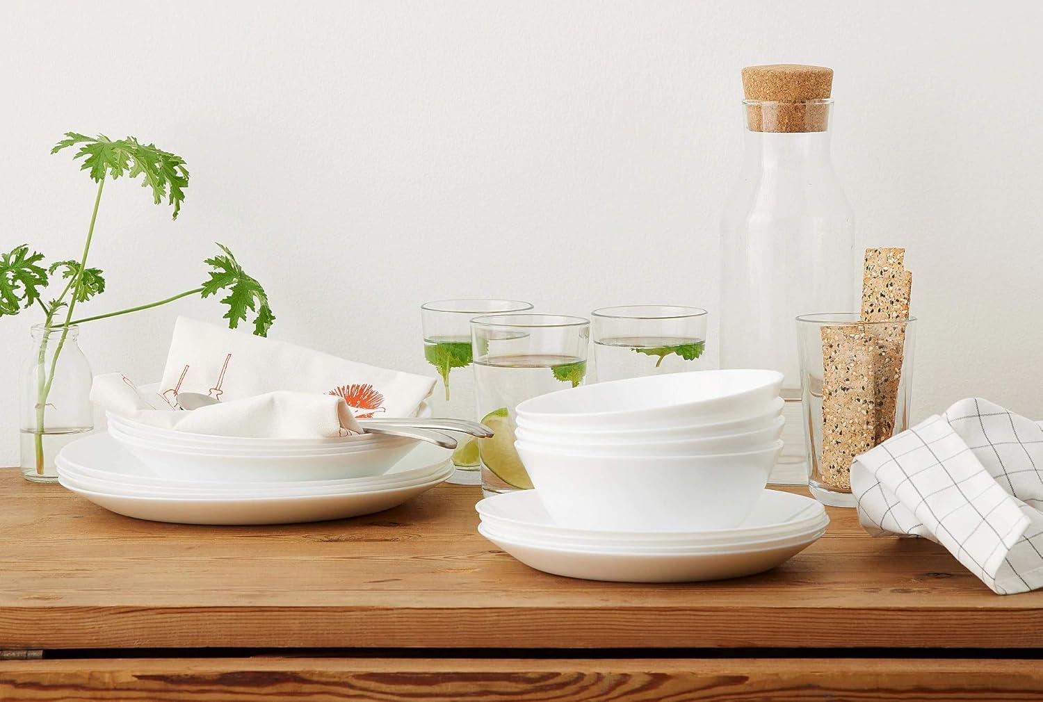Elegant White Tempered Glass Serving Bowls Set of 6