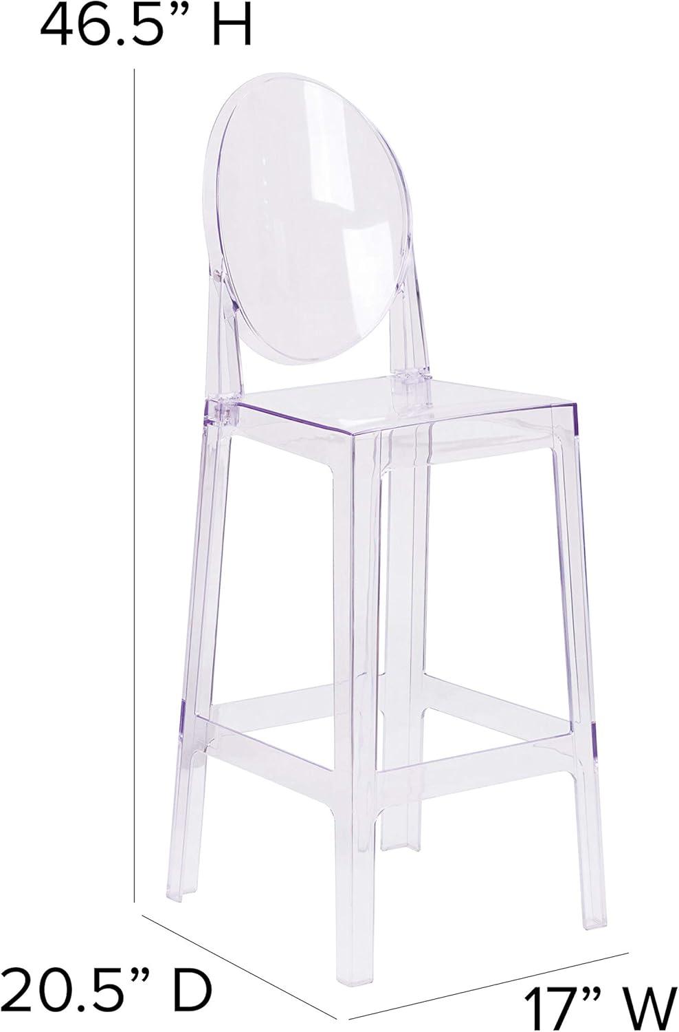 Flash Furniture Ghost Barstool with Oval Back in Transparent Crystal