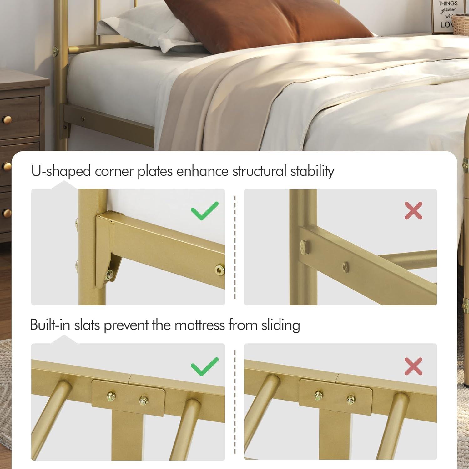 Laurel Foundry Modern Farmhouse® Dravin Metal Platform Bed Frame with Vintage Headboard and Footboard