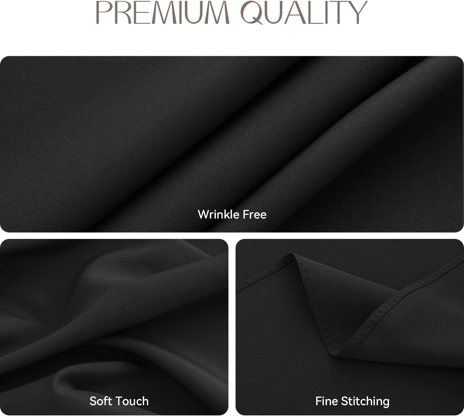 Romanstile Round Tablecloth 60inch Black Polyester Table Cloths Wrinkle Resistant Washable Fabric Table Cover for Wedding Party Restaurant Buffet Table