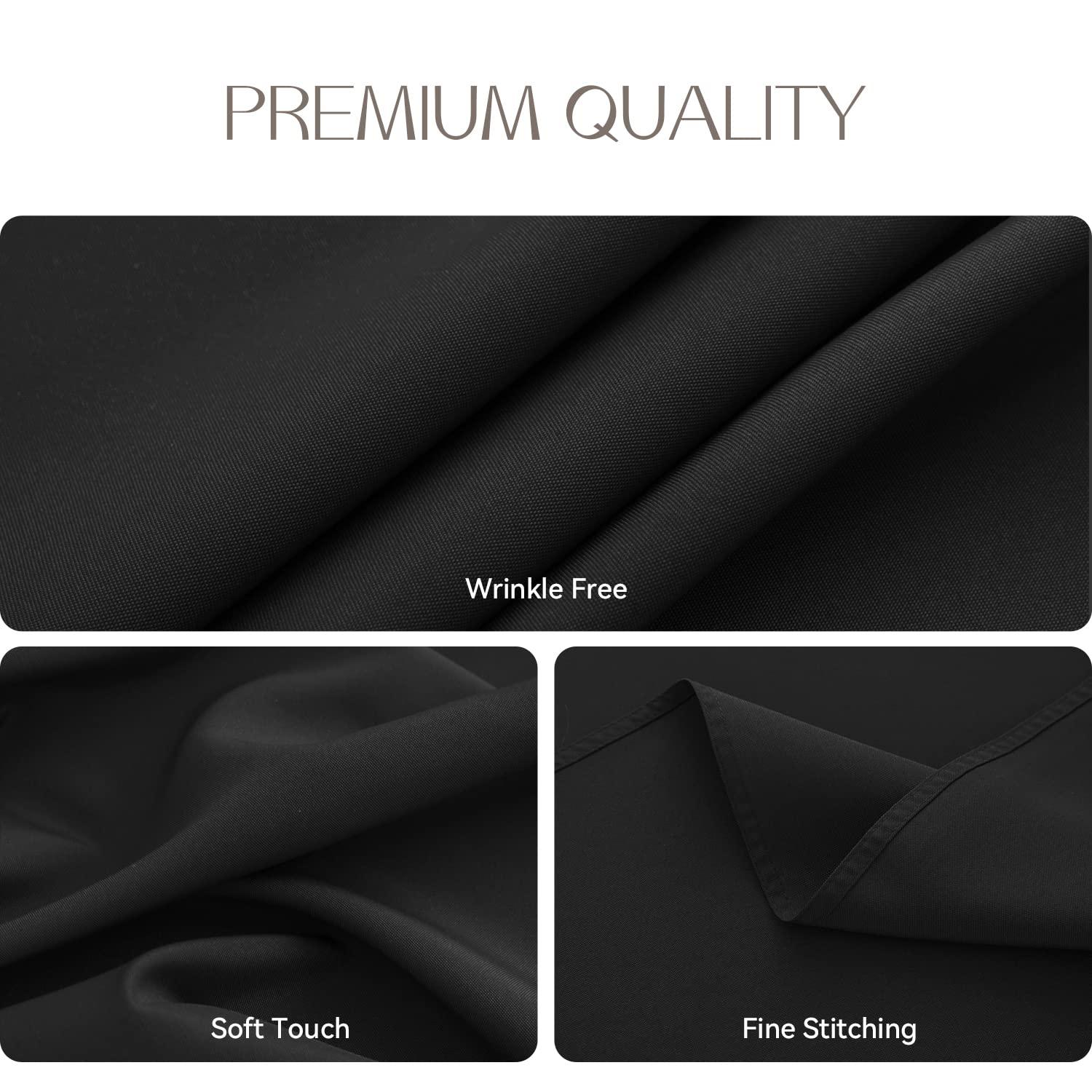 Romanstile Round Tablecloth 60inch Black Polyester Table Cloths Wrinkle Resistant Washable Fabric Table Cover for Wedding Party Restaurant Buffet Table