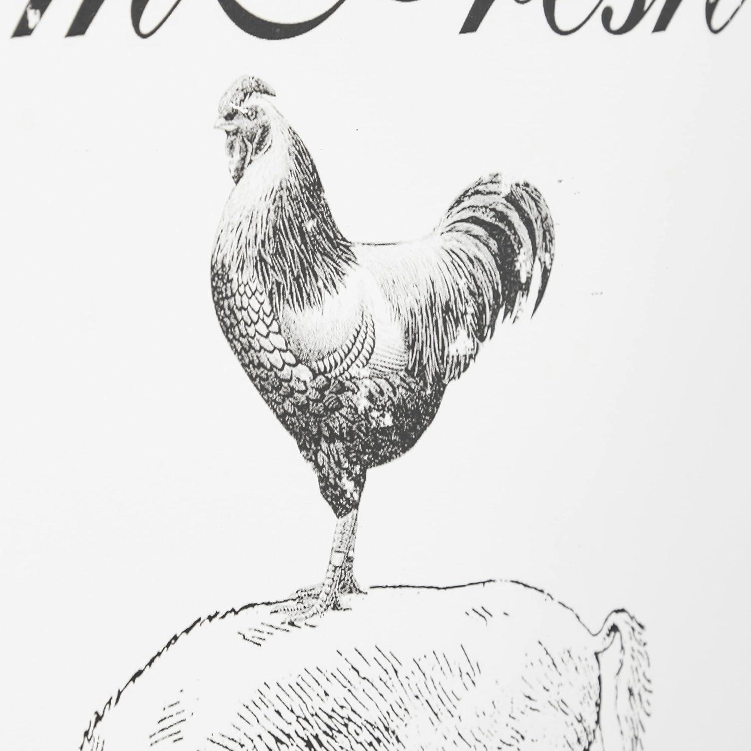 42" x 16" Vintage Country Iron Farmhouse Metal Sign Wall Decor Black - Olivia & May: Glazed White Rectangular Panel