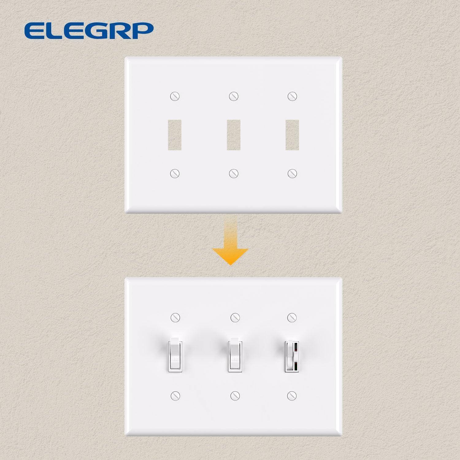 Glossy White 3-Gang Thermoplastic Toggle Switch Wall Plate