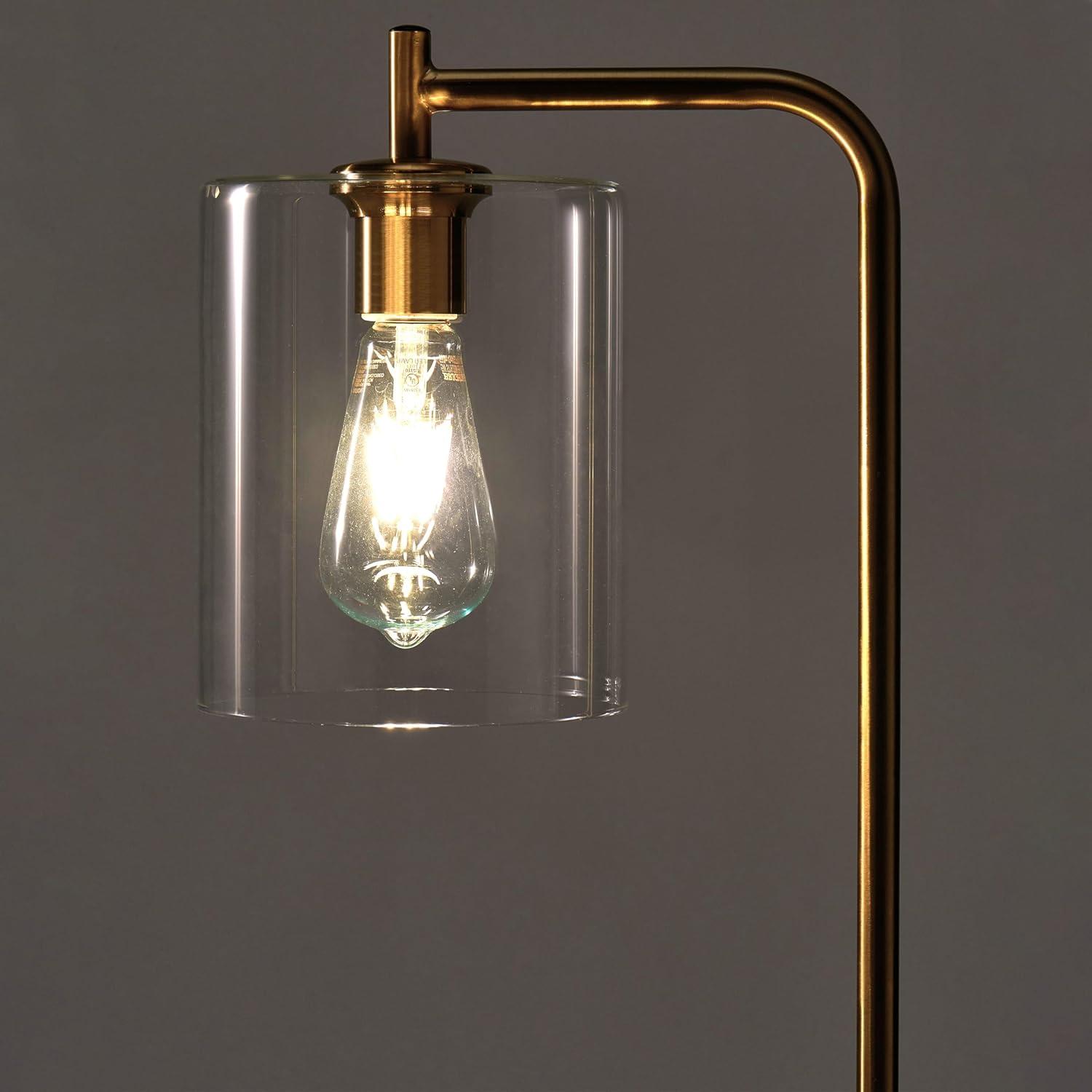 Brightech Elizabeth 66 in. Brass Industrial LED Floor Lamp with Glass Shade and Edison Bulb, Gold