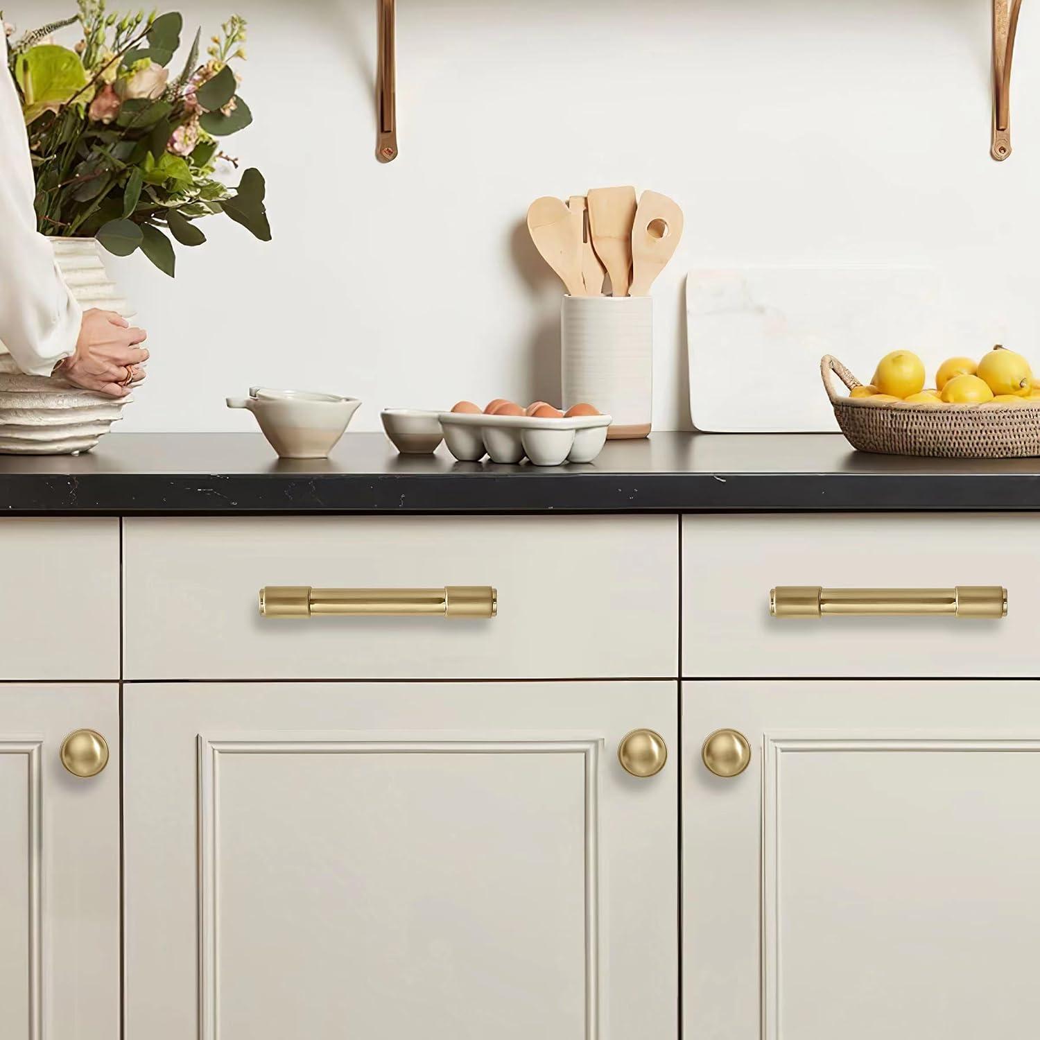 Piper Kitchen Handles, Solid Core Drawer Pulls for Cabinet Doors, 3-3/4" (96mm)