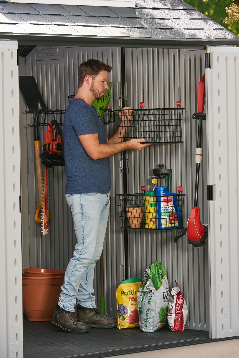 Rubbermaid 7 x 7 Foot Weather Resistant Resin Outdoor Storage Shed, Gray