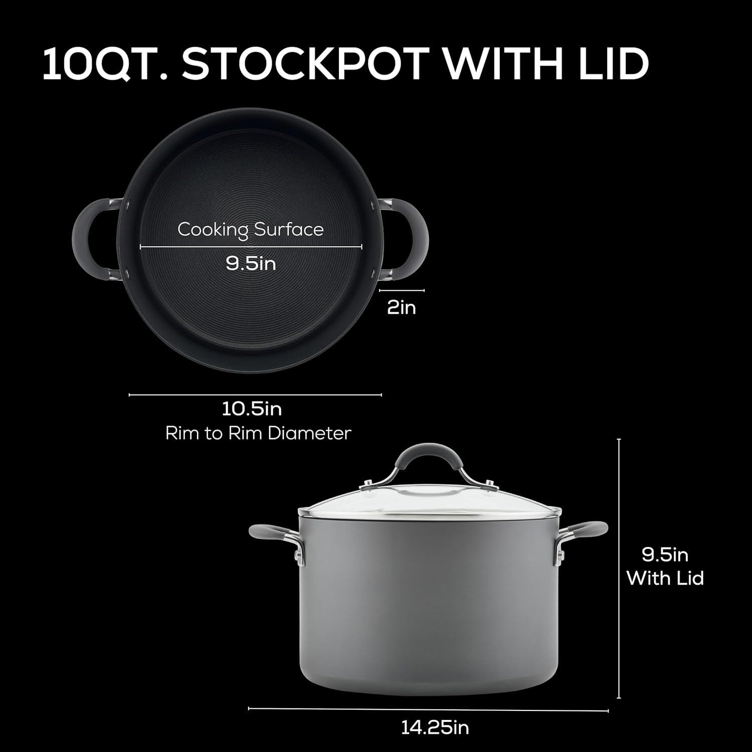 Circulon Radiance 10-Quart Gray Hard-Anodized Aluminum Stockpot