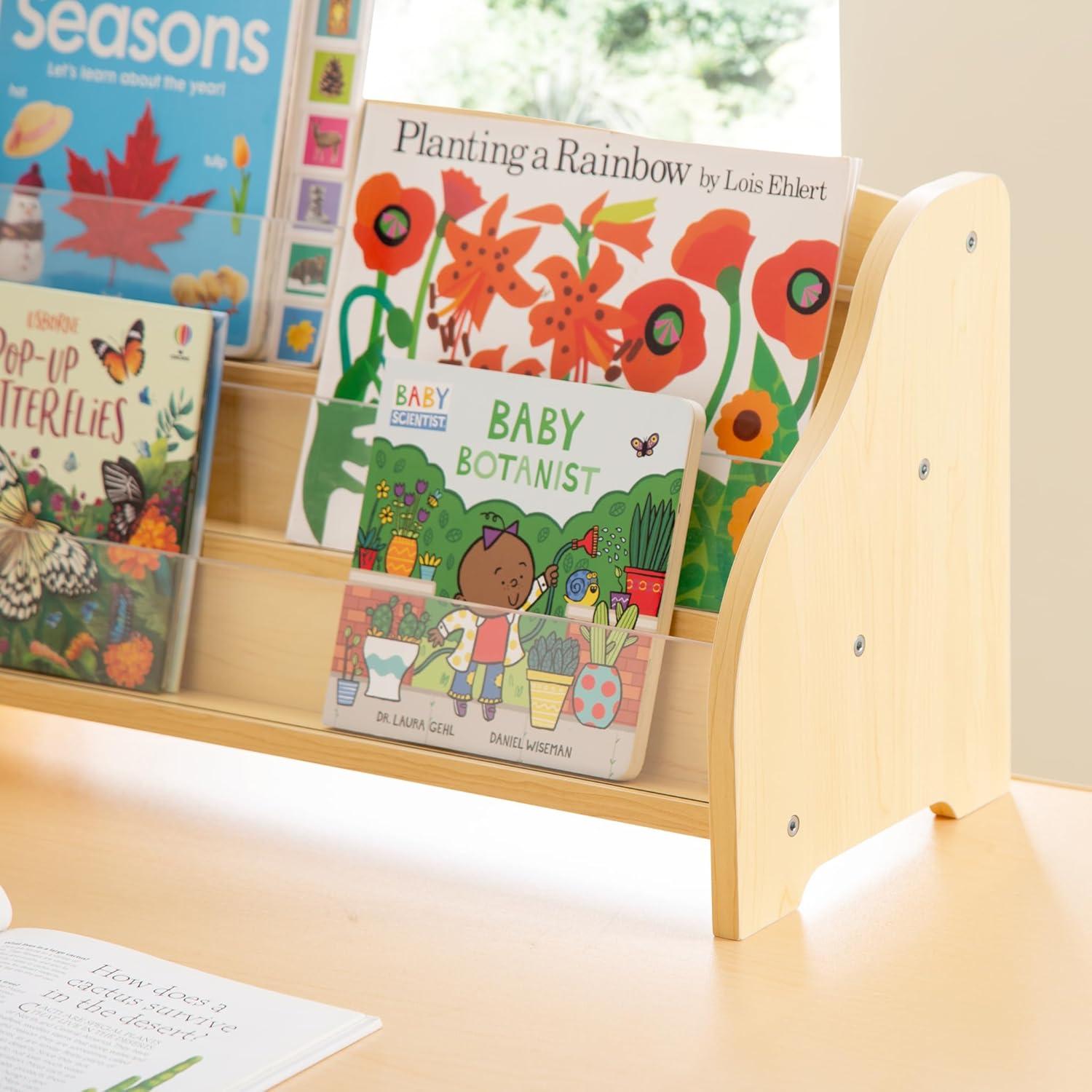 Guidecraft Tabletop Book Display - Natural: Kids Classroom Book and Literature Display and Book Storage