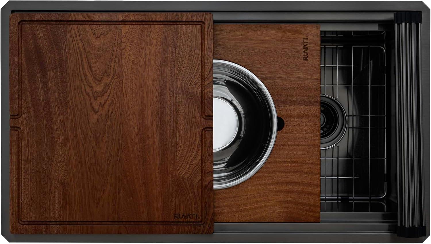 Ruvati Ruvati 20 x 14 inch Semi-Recessed Drop-in Topmount Rectangular Bathroom Sink RVH6222BL