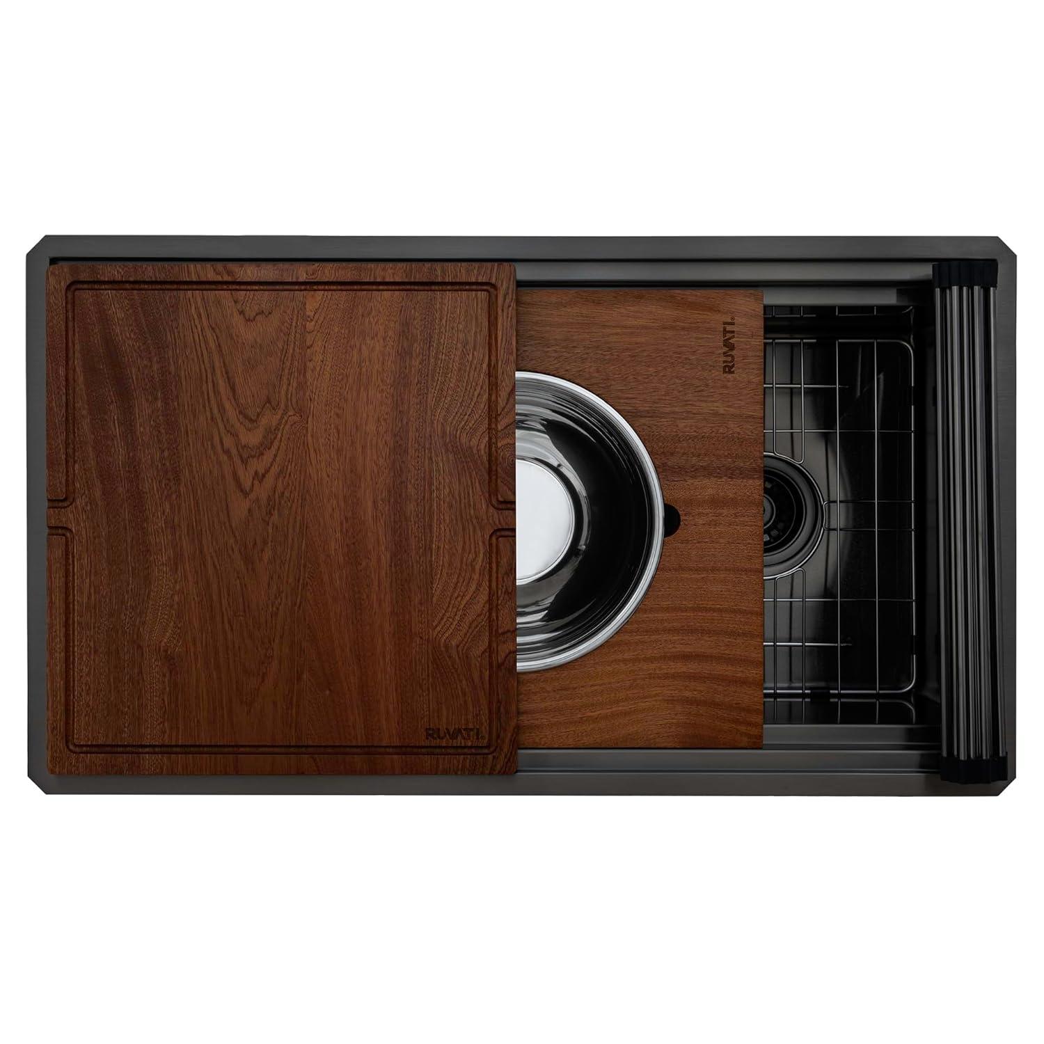 Ruvati Ruvati 20 x 14 inch Semi-Recessed Drop-in Topmount Rectangular Bathroom Sink RVH6222BL