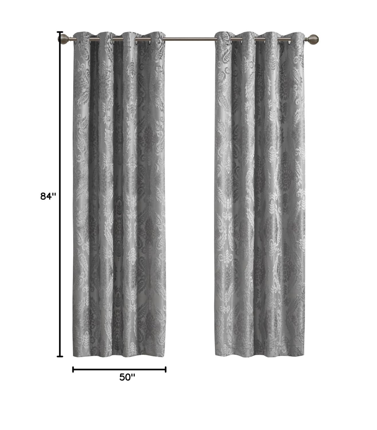 Madison Park Amelia Knitted Jacquard Paisley Total Blackout Grommet Top Single Curtain Panel
