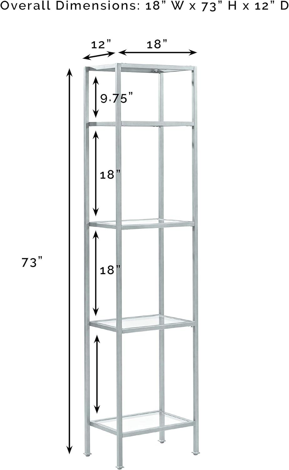 Elegant Antique Gold 79" Narrow Etagere with Tempered Glass Shelves