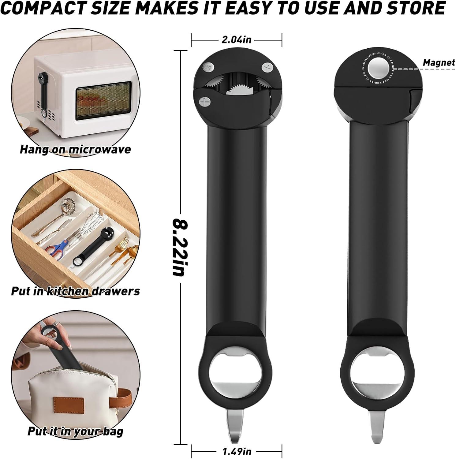 Black Ergonomic Multifunctional Magnetic Jar Opener