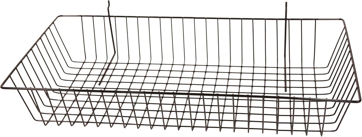 Black Mini Wire Grid Basket for Slatwall or Pegboard - 24''L x 12''W x 4"D