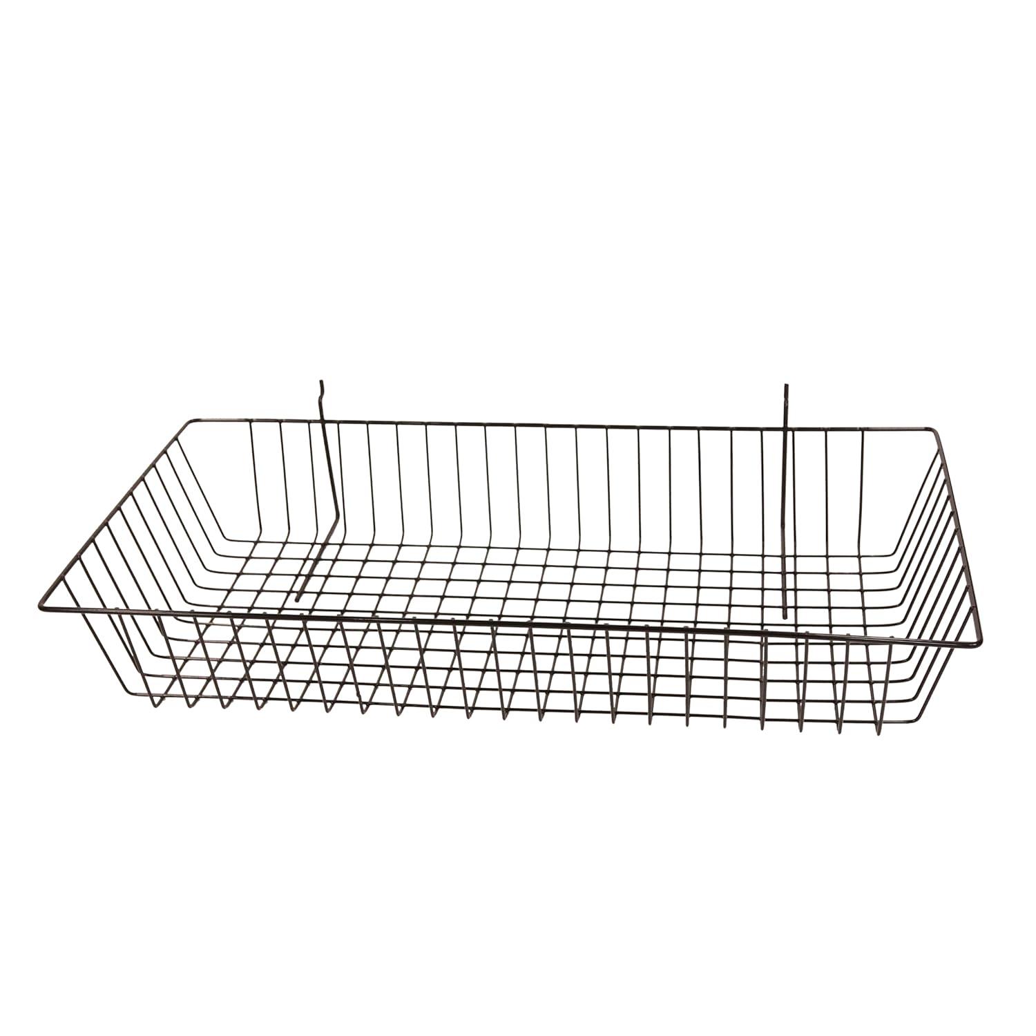 Black Mini Wire Grid Basket for Slatwall or Pegboard - 24''L x 12''W x 4"D