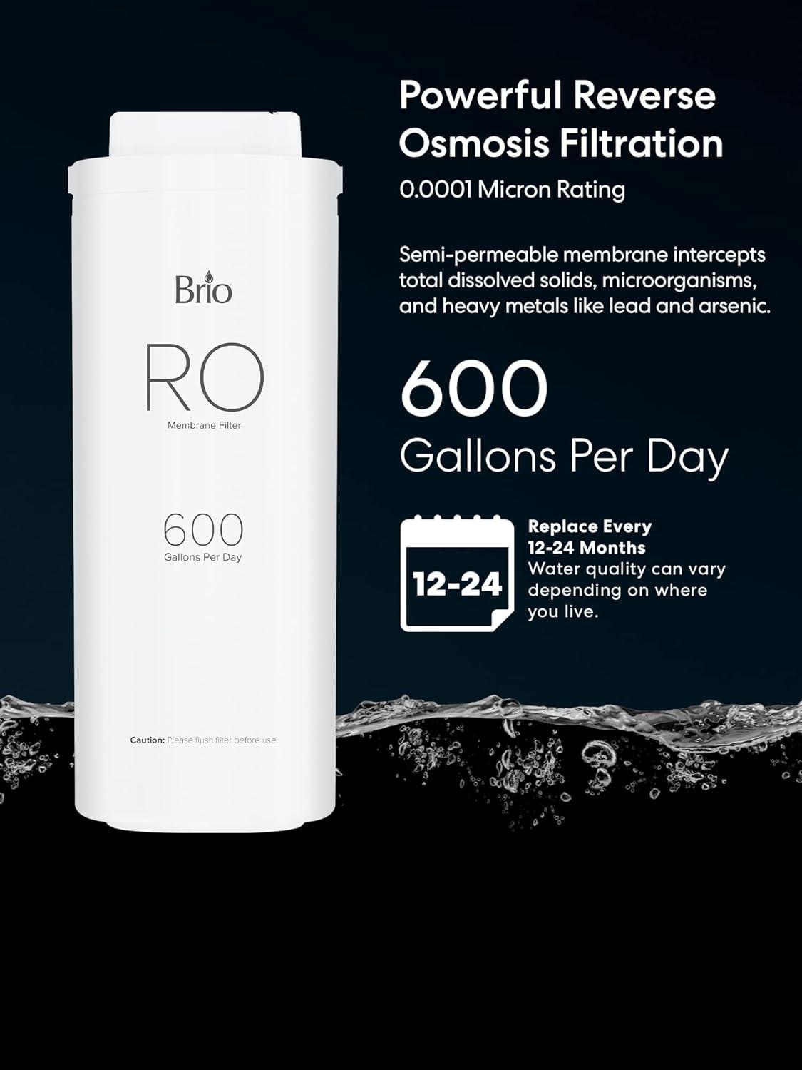 Brio Reverse Osmosis Membrane Replacement Filter for Brio Model TROE600PRISM, Piece Count 1