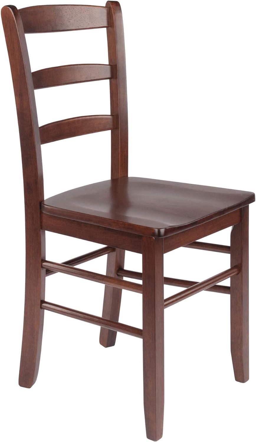 Set of 2 Ladder Back Chair Antique Walnut - Winsome: Hardwood, Non-Unupholstered, Kitchen Seating