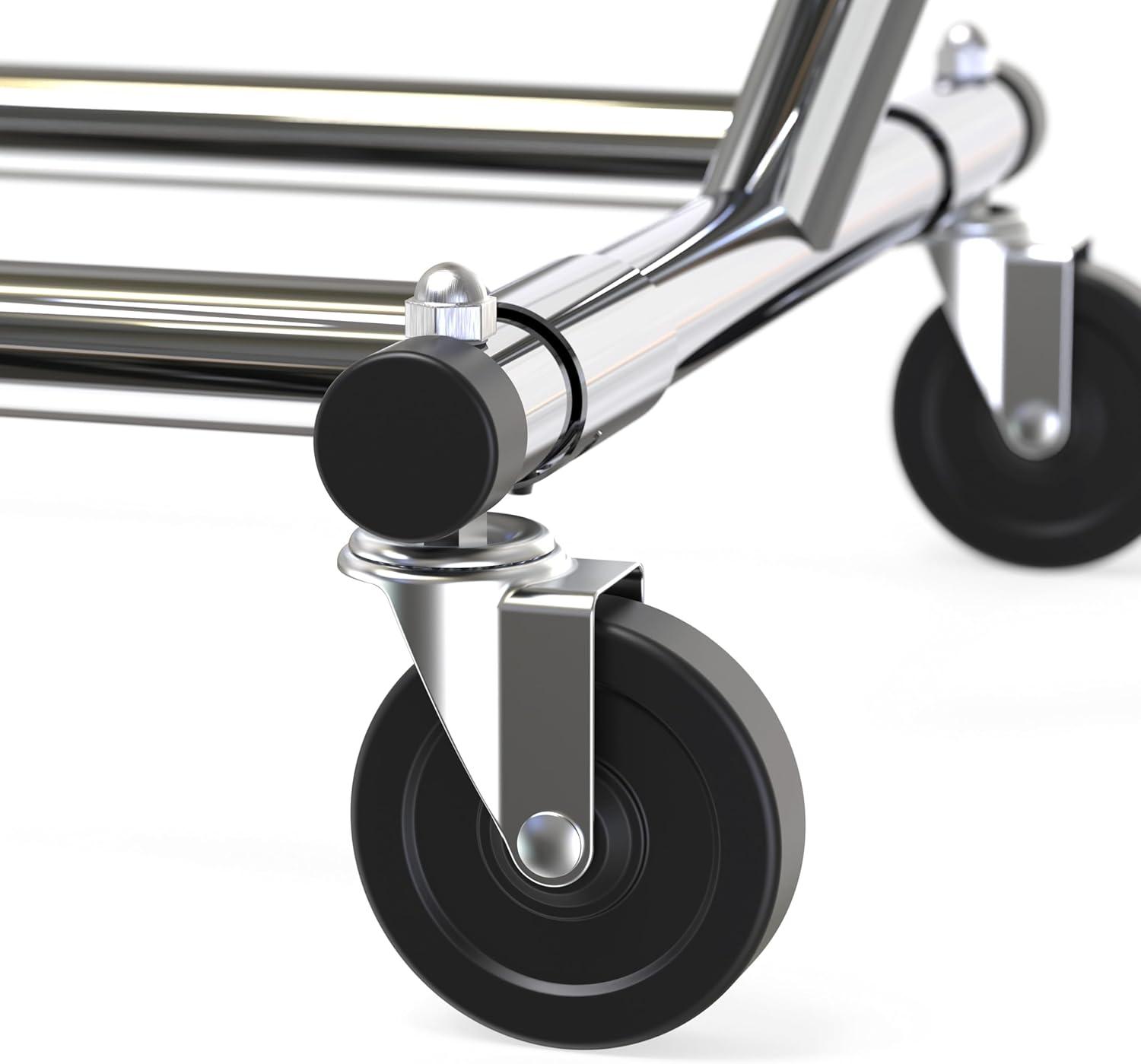 Chrome Rectangular Portable Clothing Garment Rack