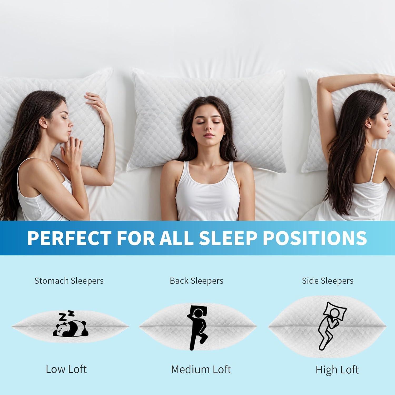 Arsny Cooling Pillow, Shredded Memory Foam Pillows, Adjustable Bed Pillows for Back Pain, Neck & Side Sleepers,Queen of 2 Pack