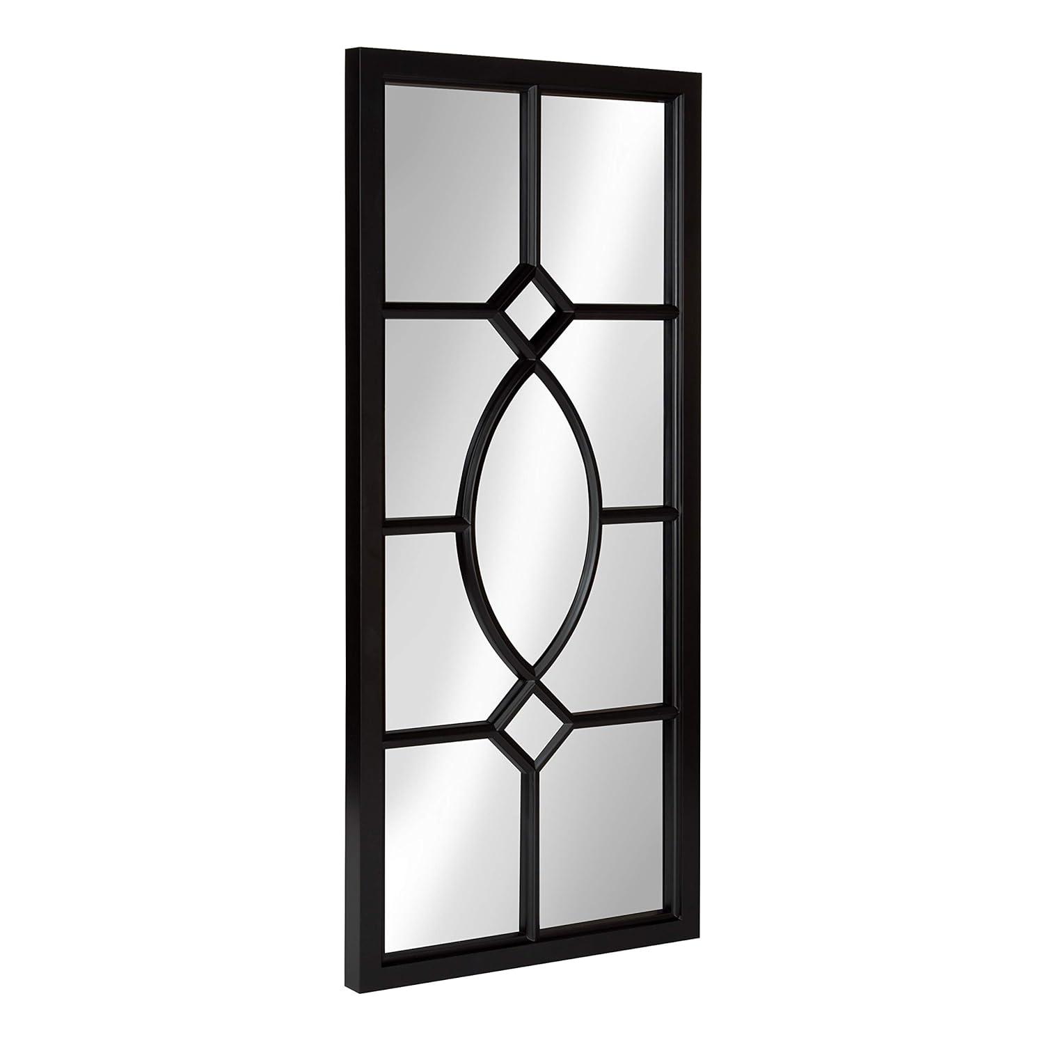 Kate and Laurel Cassat Casual Farmhouse Window Wall Accent Mirror, Rustic Gray
