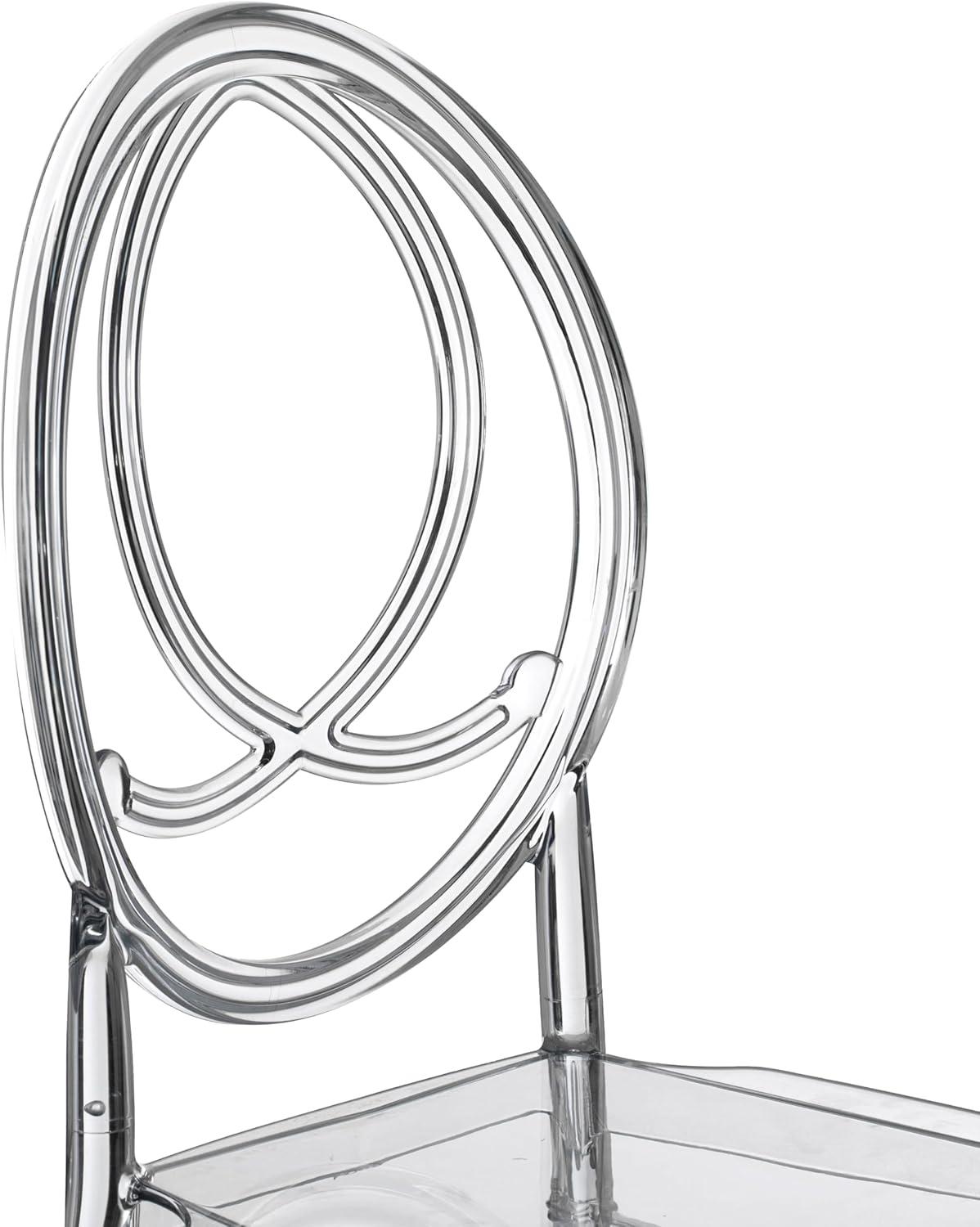 Fabulaxe Modern Acrylic Phoenix Dining Chair, Stackable Transparent Party Chair, Crystal Clear Acrylic Chair for Events and Weddings, Single