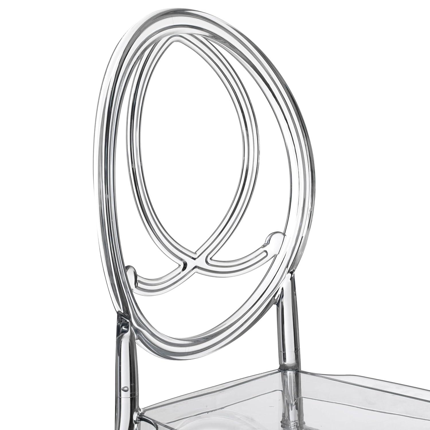Fabulaxe Modern Acrylic Phoenix Dining Chair, Stackable Transparent Party Chair, Crystal Clear Acrylic Chair for Events and Weddings, Single