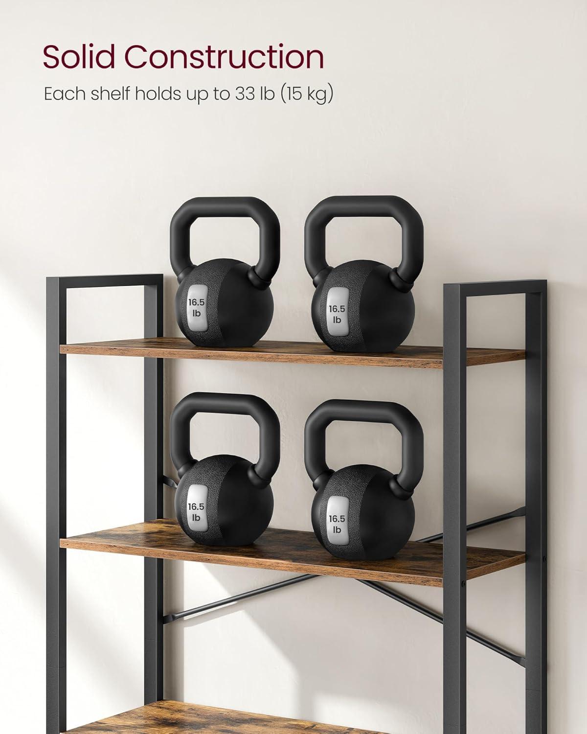 VASAGLE 6-Tier Bookshelf, Bookcase with Steel Frame, Book Shelf for Living Room, Home Office, Study, 11.8 x 31.5 x 73.2 Inches, Industrial Style, Rustic Brown and Ink Black ULLS082B01