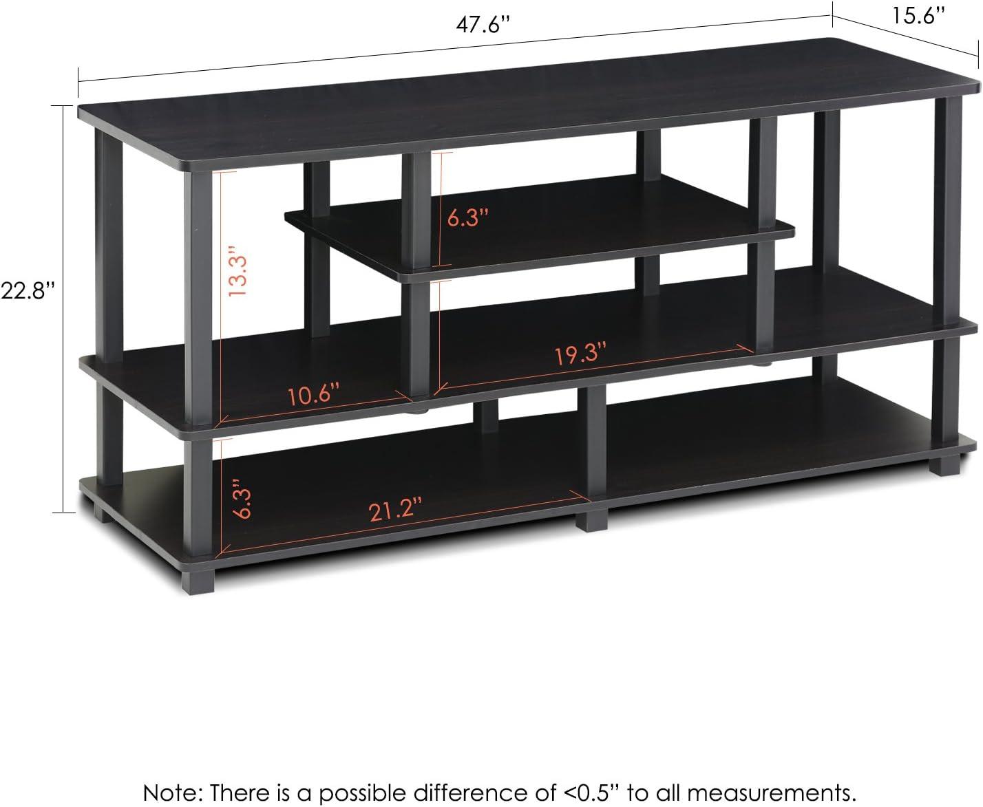 Furinno 4-Tier Large TV Stand for TVs up to 55" TV Console Table w/Open Bookcase Shelves & 2 Storage Drawers