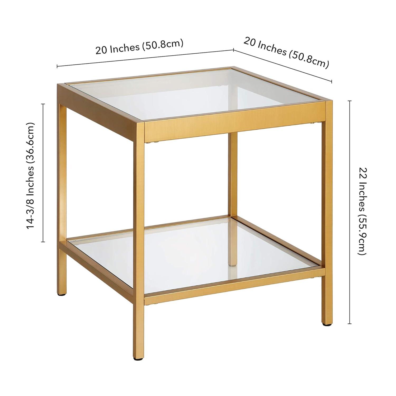 Evelyn&Zoe Alexis 20" Wide Square Side Table, Brass