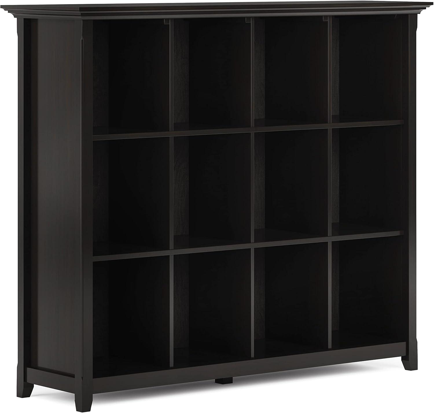 Hickory Brown 57" Solid Wood 12-Cube Storage Bookcase