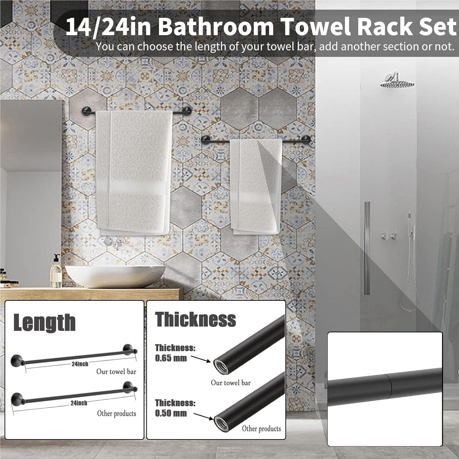 4-Piece Bathroom Hardware Accessory Set With 24" Towel Bar (Chrome Finish)