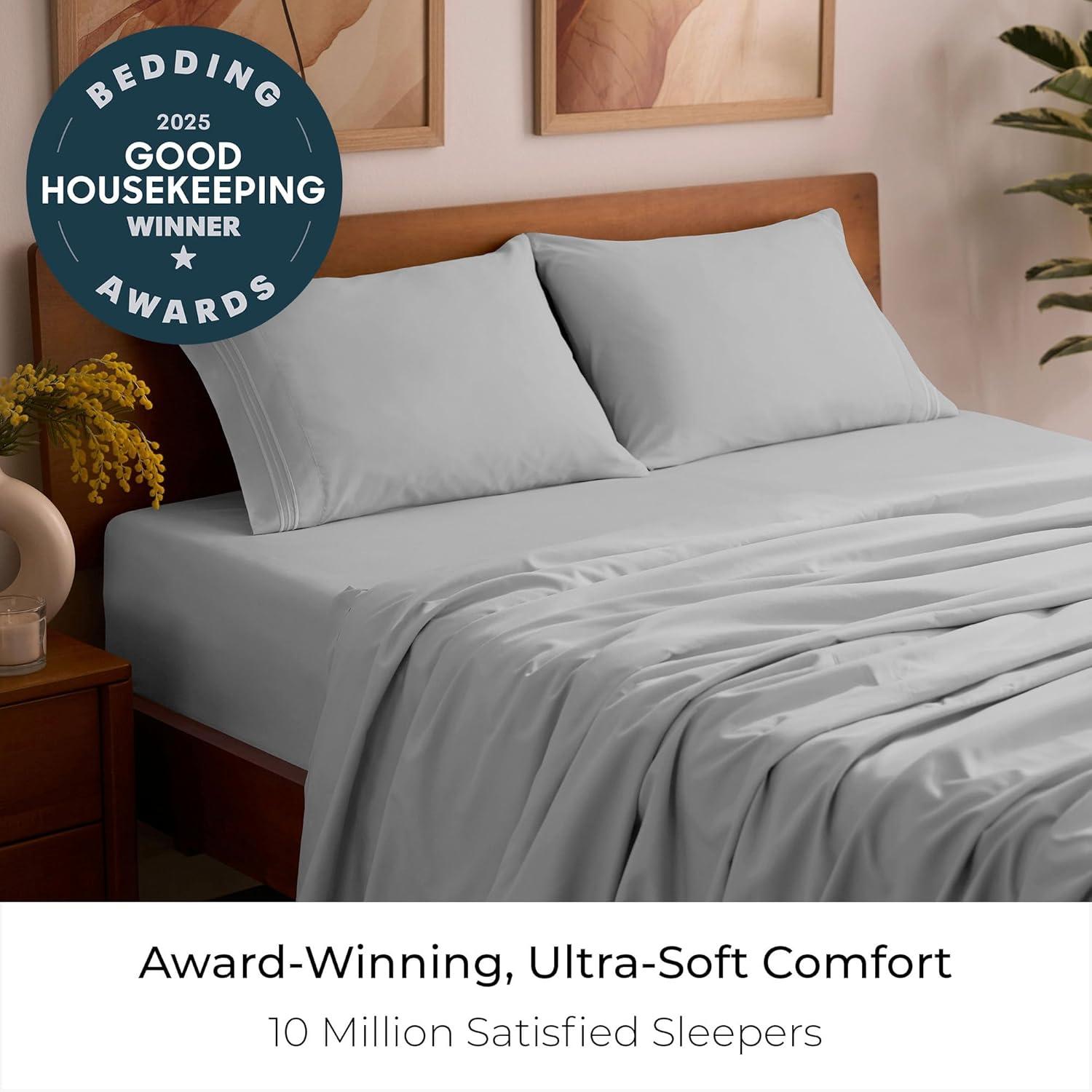 Mellanni Brushed Microfiber Sheet Set, Queen, Light Gray, 4 Piece