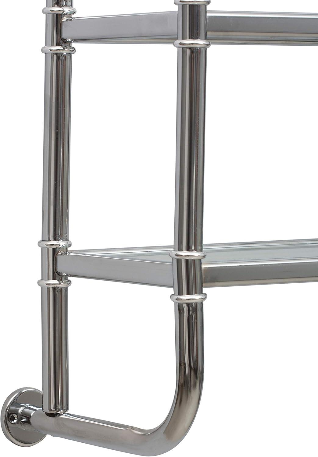 Organize It All Two Tier Bath Shelf Chrome : Microfiber, Machine Washable, Non-Slip Backing