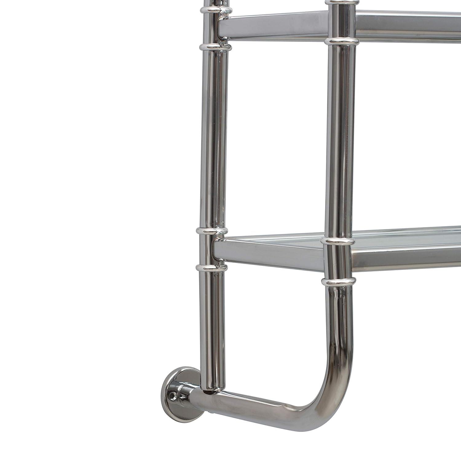 Organize It All Two Tier Bath Shelf Chrome : Microfiber, Machine Washable, Non-Slip Backing