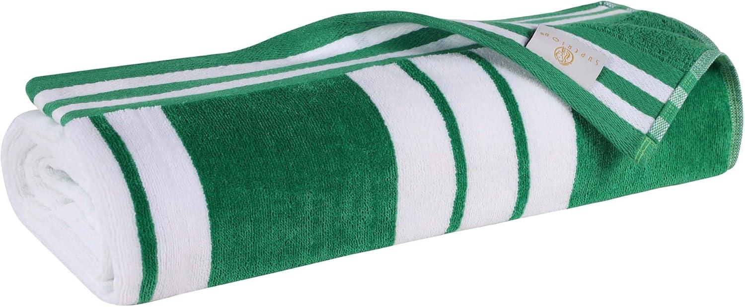 Superior Cotton Striped Oversized Beach Towel, 34" x 64", Dark Green