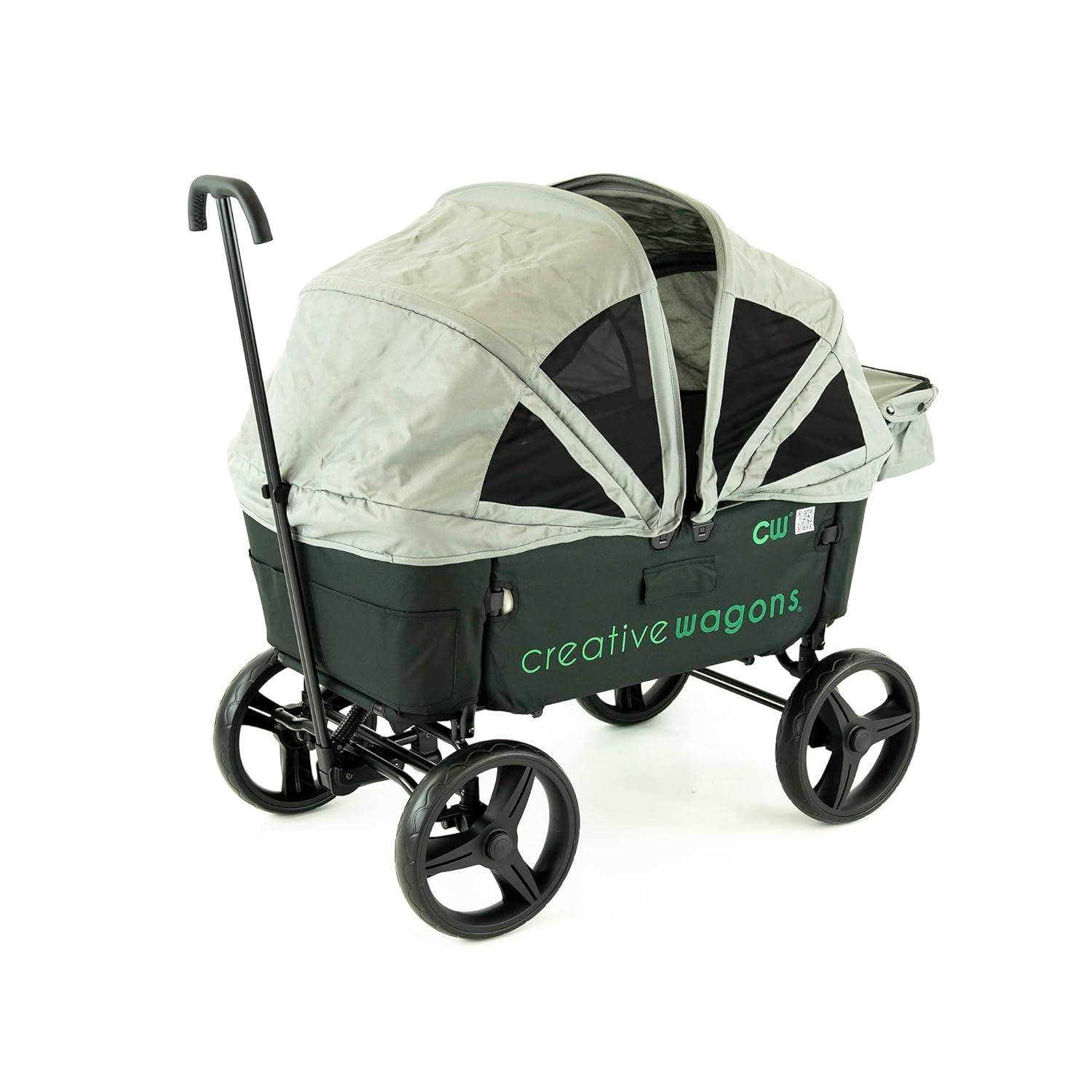 Creative Outdoor Stroller Wagon with Canopy for Kids Push Pull Folding Wagon, Black