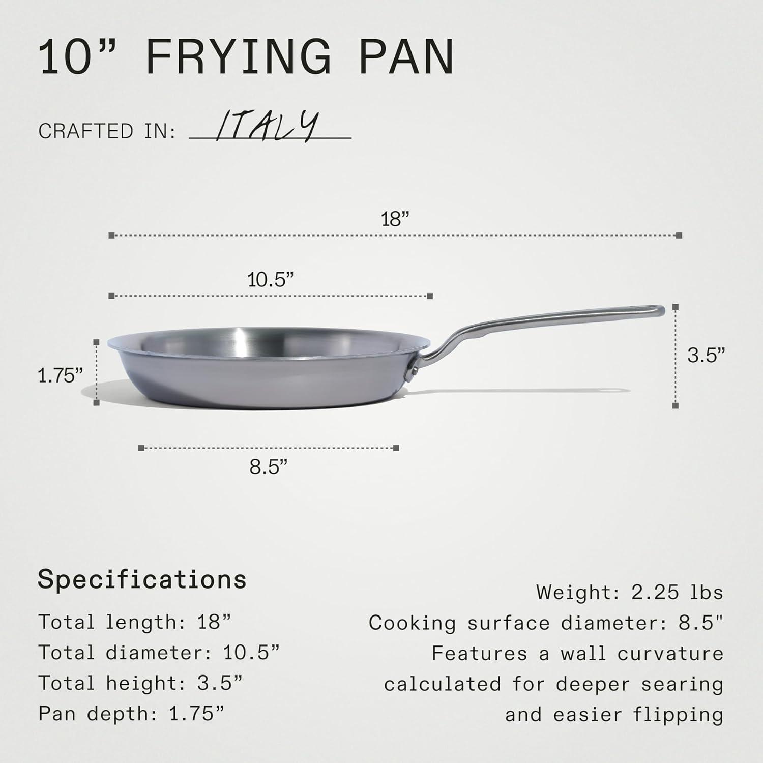 10-Inch Stainless Steel Professional Frying Pan with Stay Cool Handle