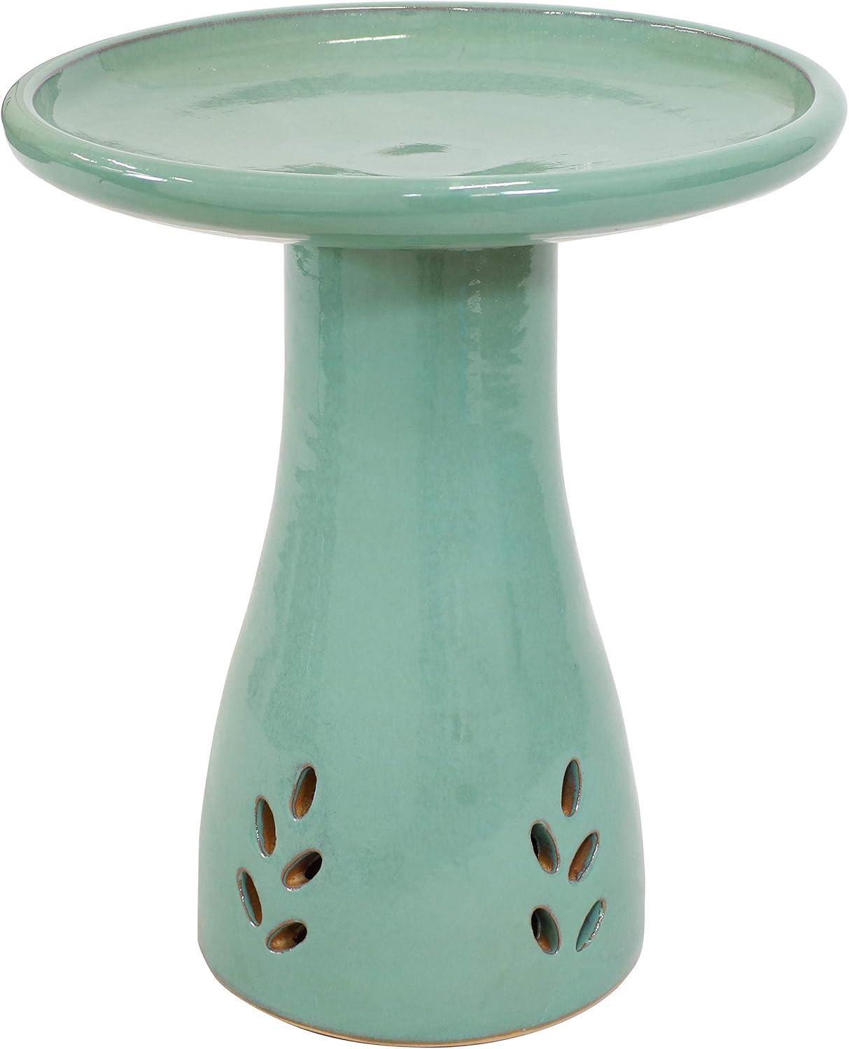 Sunnydaze Outdoor Weather-Resistant Garden Patio Classic High-Fired Smooth Ceramic Hand-Painted Bird Bath