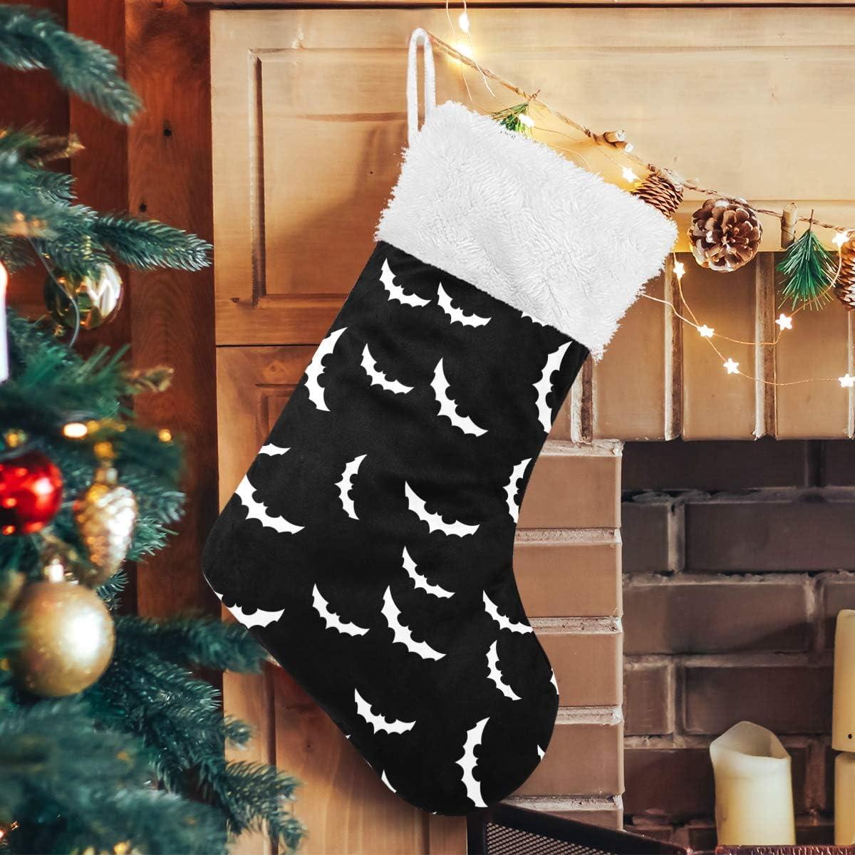 Hotbar Christmas Stocking Bats Silhouette, Plush Xmas Stockings Stair Fireplace Decoration for Holiday Party Festival 1 Pack