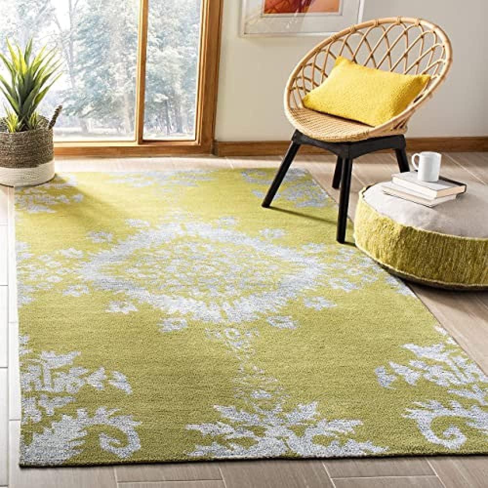 Stone Wash STW235 Hand Knotted Indoor Area Rug - Chartreuse - 5'x8' - Safavieh